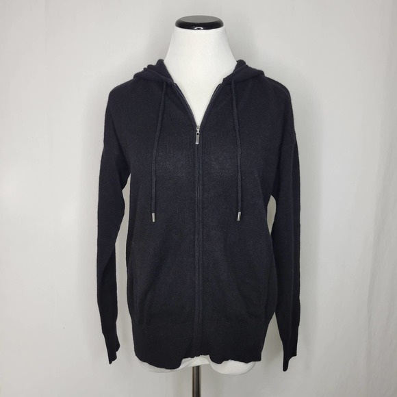 SOLD //Charter Club Women's 100% Cashmere Zip Hoodie Black NWT $189 Size X-Small - Picture 5 of 11